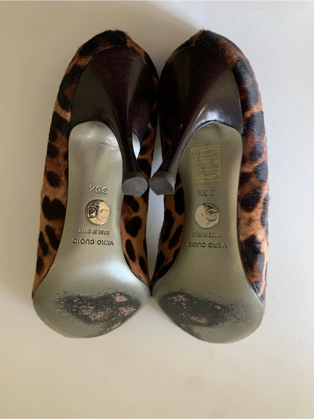 Dolce & Gabbana Calf Hair Leopard Print Peep-Toe Heels, Brown Tan Black, 36.5